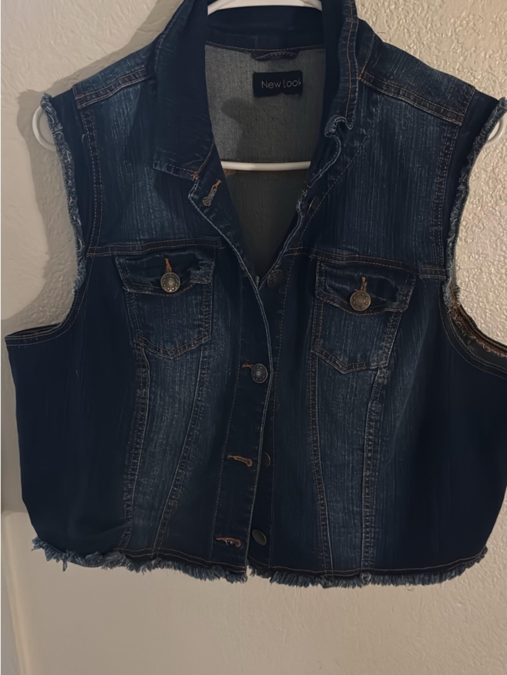 New Look Dark Blue Denim Sleeveless Vest